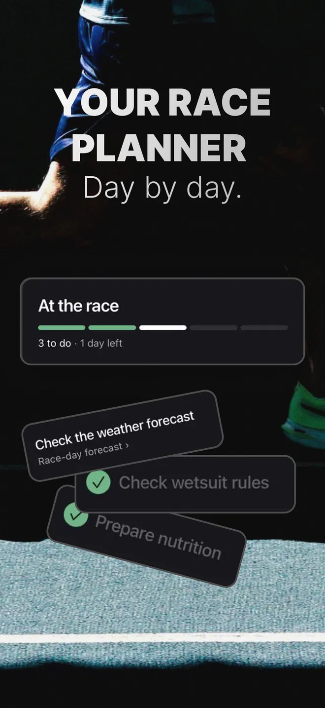 Race planner, day by day