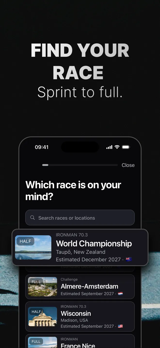 Find your race, Sprint to Full